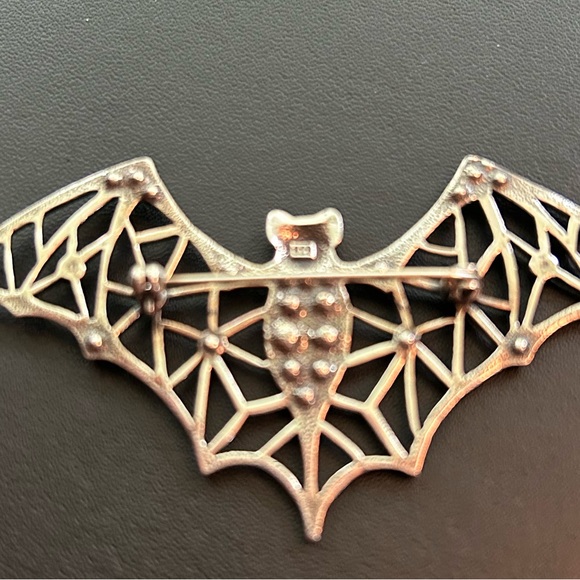 Sterling Silver Bat Pin with Rhinestones - Picture 5 of 6